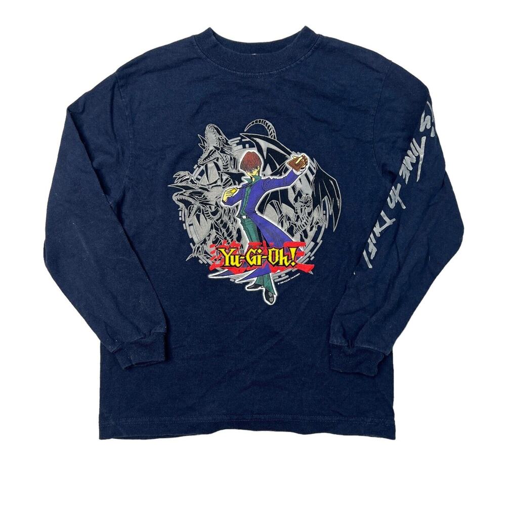 Yu-Gi-Oh! VTG 1996 Seto Kaiba Long Sleeve T-Shirt Anime Navy Blue Youth XS